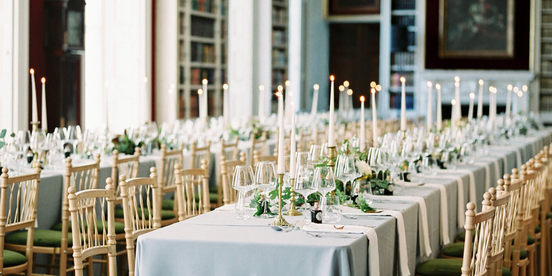 St Giles House Weddings Banquet Tables Library
