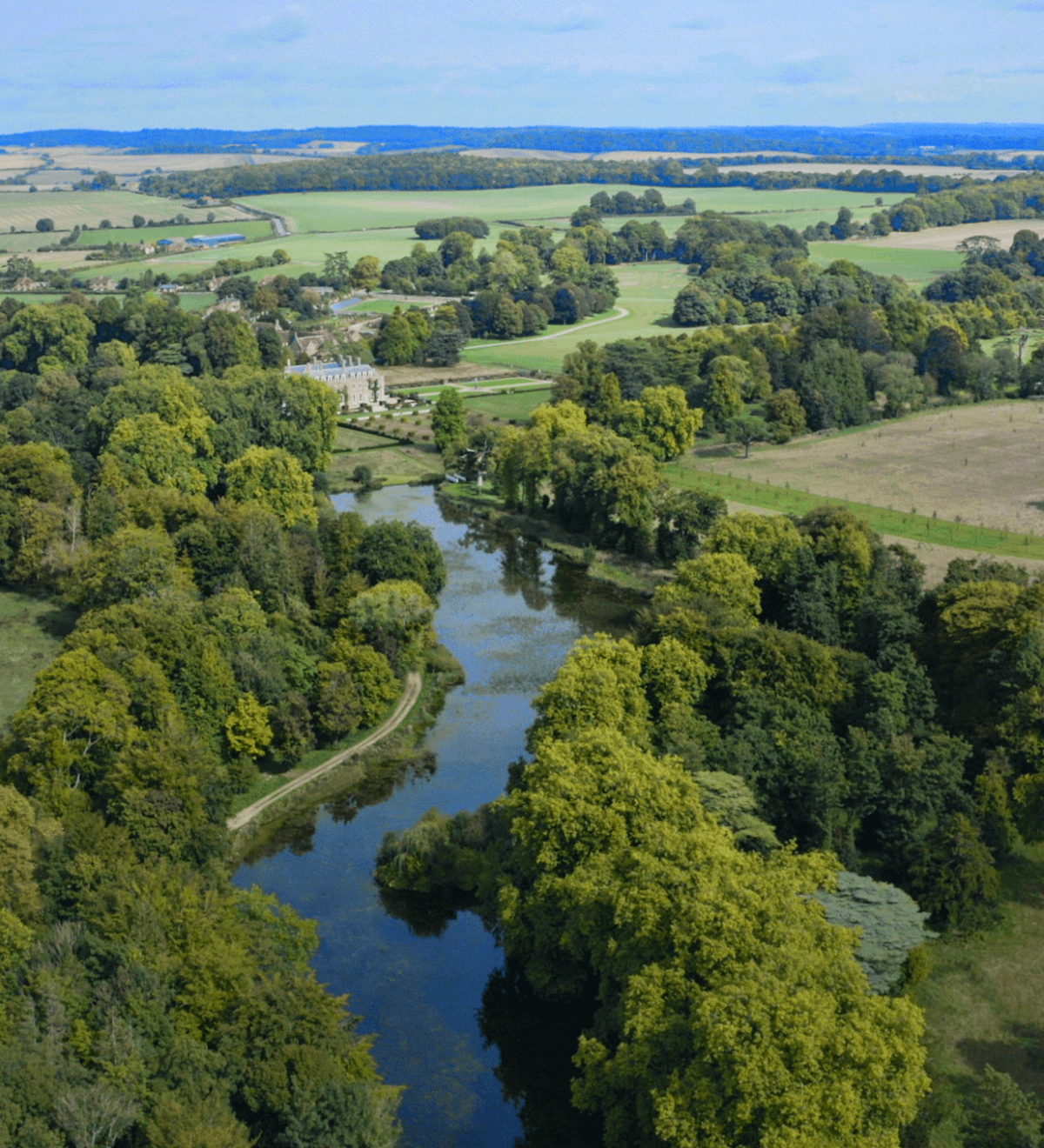 Aerial View of Forests and River on St Giles Estate Home of We Out Here Festival 2023