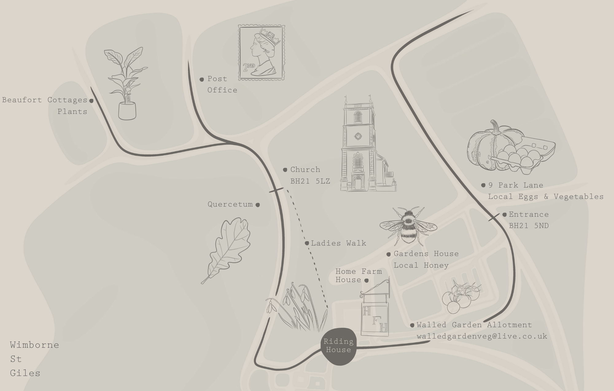 Close Up Map of St Giles Estate and Local Attractions Surrounding It