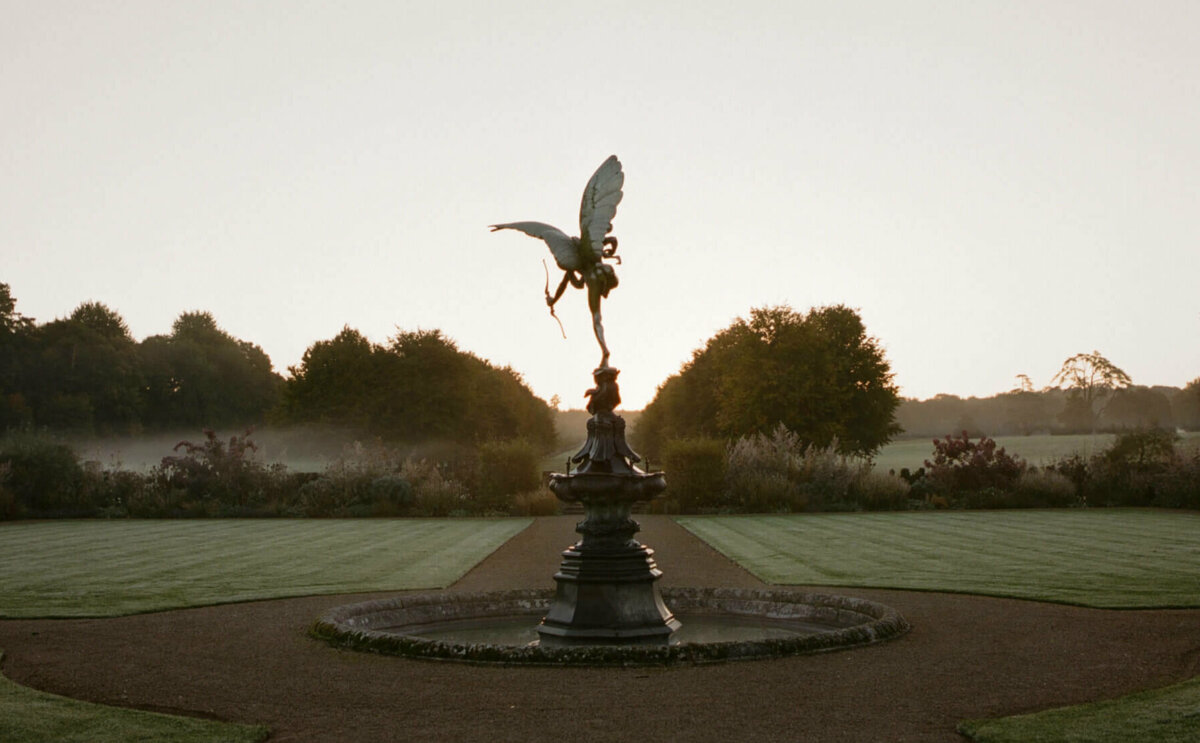 Anteros Fountain in the Sunken Garden and St Giles House Dorset shot by Taylor and Porter